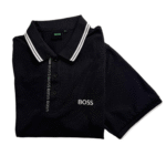 BOSS Polo Shirt with Raised Logo – Black