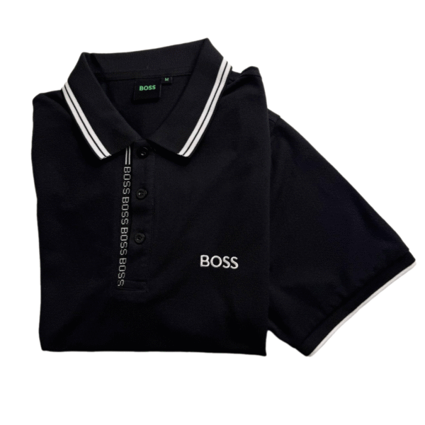 BOSS Polo Shirt with Raised Logo – Black