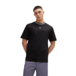 HUGO BOSS Interlock Cotton T-Shirt with Chain Print Collar