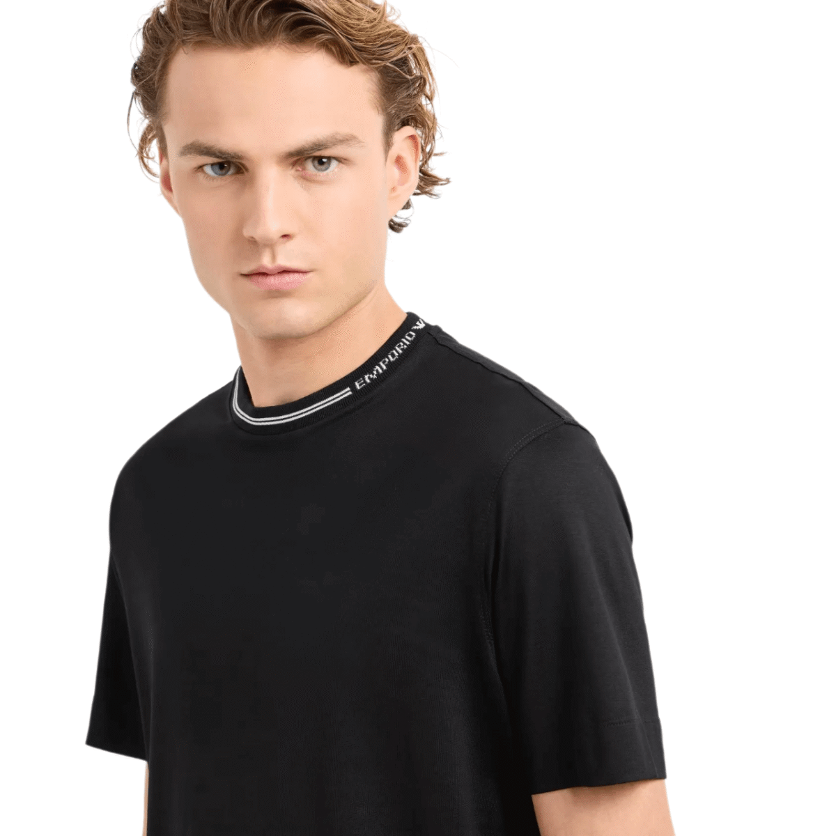 snapedit_1753964331457 Emporio Armani Lyocell-Blend Jersey T-Shirt with Logo Collar - Image 1