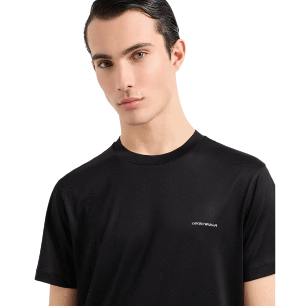 Emporio Armani Lyocell-Blend Jersey T-Shirt with Embossed Logo Embroidery