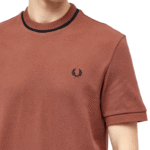 Fred Perry Crew Neck Piqué T-Shirt – Whisky Brown - Image 2