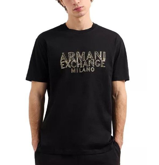 A|X Armani Exchange Regular Fit T-Shirt with Blurred Logo Effect