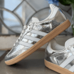 adidas Samba OG Women's – Silver Metallic Crackled Leather - Image 2