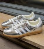 adidas Samba OG Women's – Silver Metallic Crackled Leather - Image 14