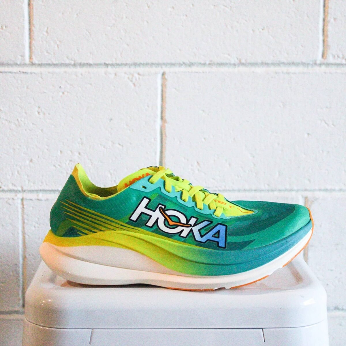 Hoka Rocket X 2 Running & Marathon Shoes – Green & Yellow - Image 6