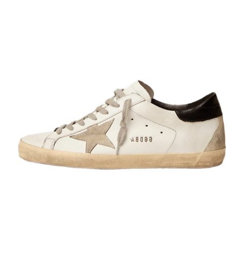 Golden Goose Men’s Super-Star with Black Heel Tab and Metal Stud Lettering