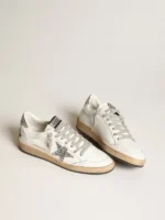 Golden Goose Ball Star Sneakers – White Nappa with Silver Glitter Details - Image 3