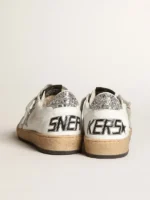 Golden Goose Ball Star Sneakers – White Nappa with Silver Glitter Details - Image 2