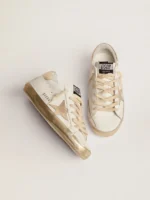 Golden Goose Super-Star Sneakers – Gold Sparkle Foxing & Metal Stud Lettering - Image 3