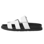 Hermes chypre sandal noir calfskin leather white