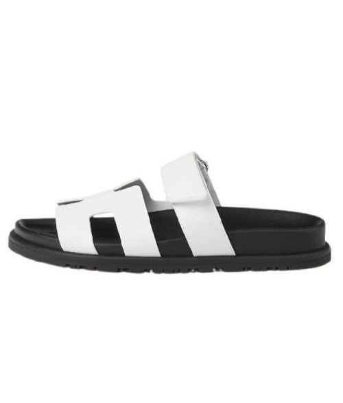Hermes chypre sandal noir calfskin leather white