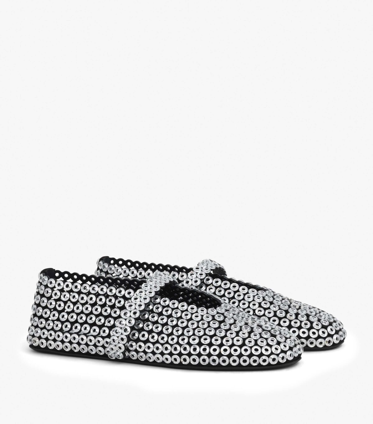 Alaïa Clear Suede Glass-Embellished Ballet Flats - Image 4