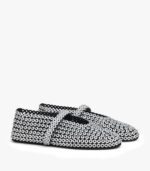 Alaïa Clear Suede Glass-Embellished Ballet Flats - Image 4