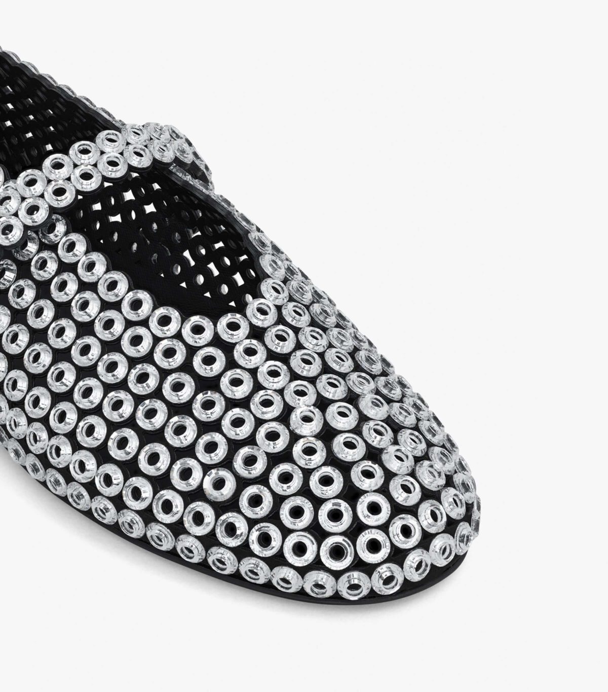 Alaïa Clear Suede Glass-Embellished Ballet Flats - Image 2