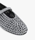 Alaïa Clear Suede Glass-Embellished Ballet Flats - Image 2