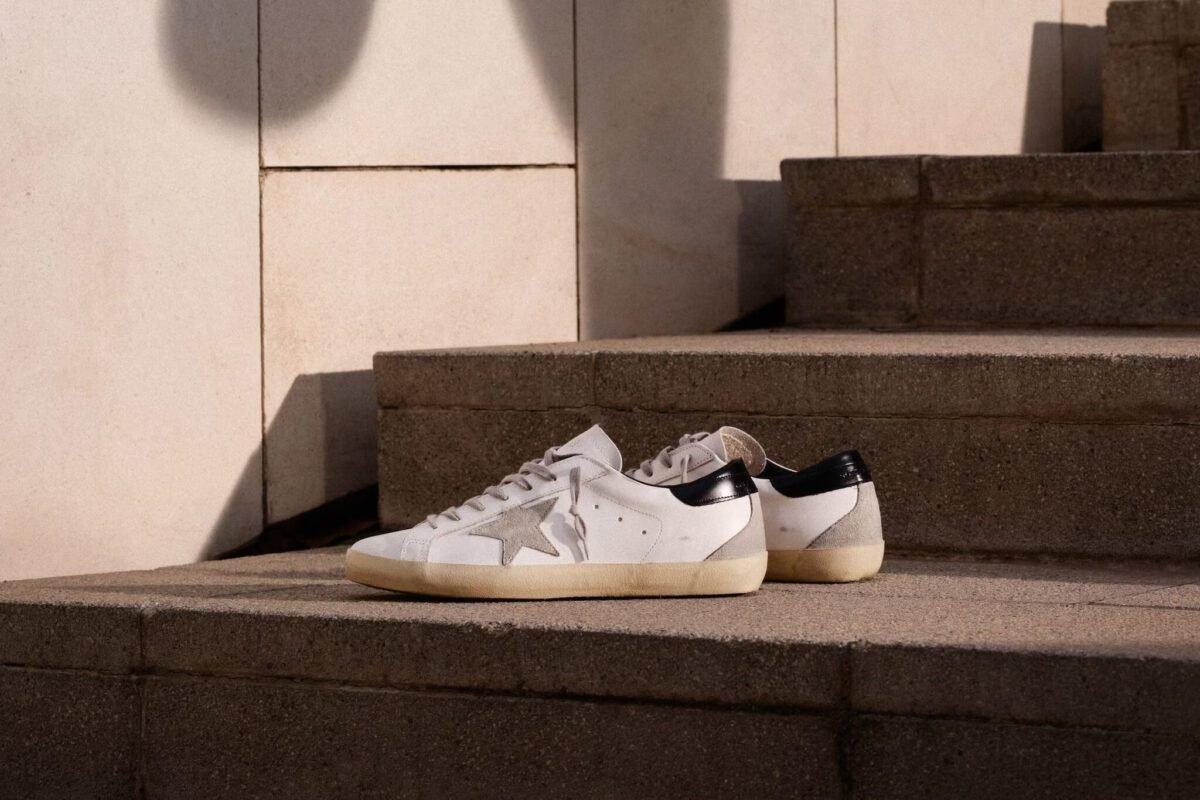 Golden Goose Men’s Super-Star with Black Heel Tab and Metal Stud Lettering - Image 4