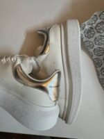 Alexander McQueen Women's Oversized Sneaker 'SilverMetallic' - Image 8