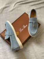 Loro Piana Babouche Charms Walk Loafer Light Blue - Image 3