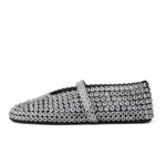 Alaïa Clear Suede Glass-Embellished Ballet Flats