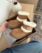 UGG Ultra Mini Fluff Boots in Chestnut - Image 3