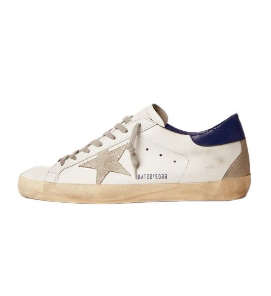 Golden Goose Men’s Super-Star with Suede Star and Blue Heel Tab