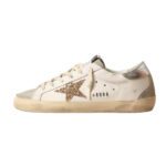 Golden Goose Women’s Super-Star White Ice Gray Gold Glitter