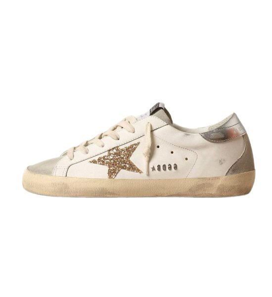 Golden Goose Women’s Super-Star White Ice Gray Gold Glitter